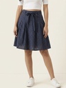 No Caption | Women's Navy Blue Schiffli Embroidered Cotton A-Line Skirt